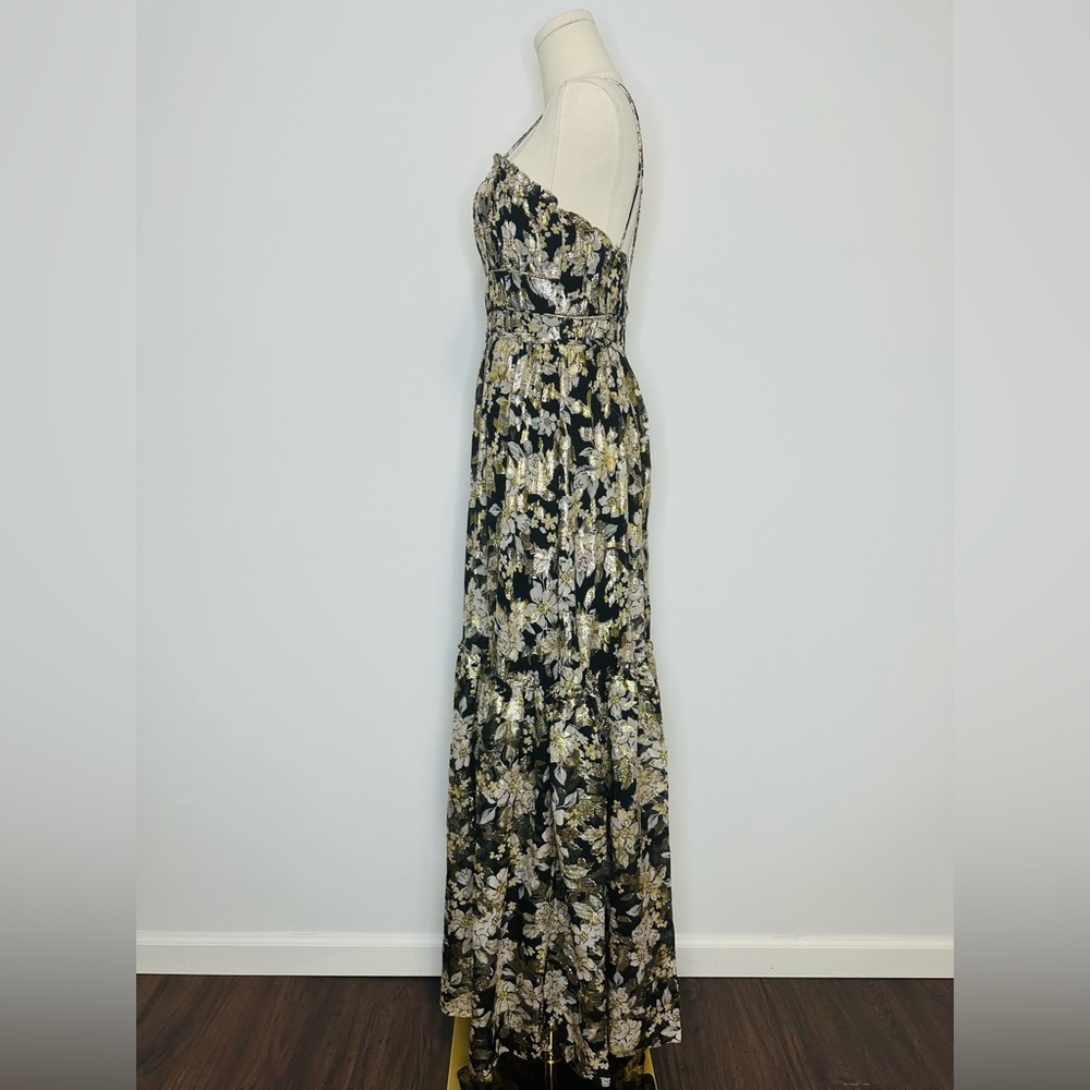 ML Monique Lhuillier Metallic Chiffon Maxi Dress - Picture 8 of 9